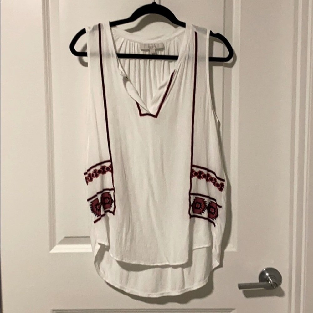 LOFT embroidered tribal tank, M
